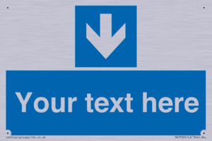 Custom Mandatory directional sign, blue arrow down